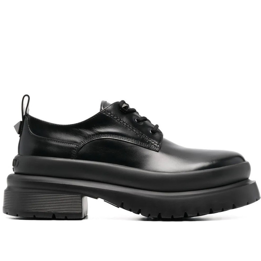 NIB Valentino Garavani Black Roman Stud Calfskin Derby 44